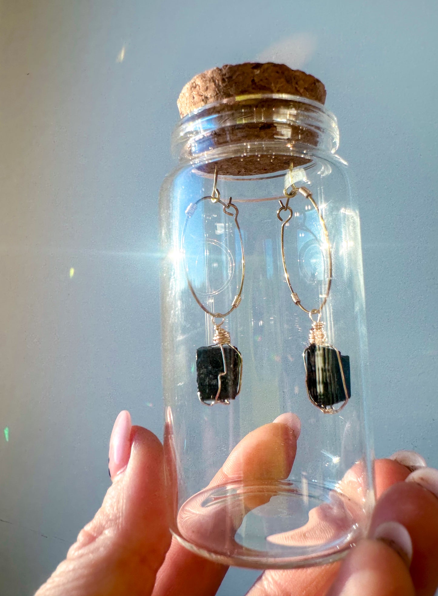 Black Tourmaline Hoop Earrings