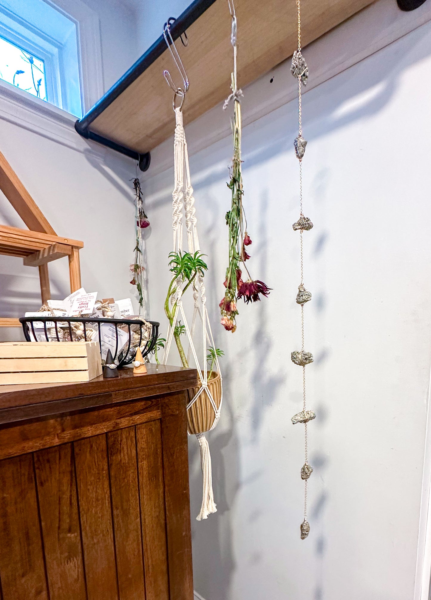 Pyrite Wire Wrapped String of Crystals Home Decor