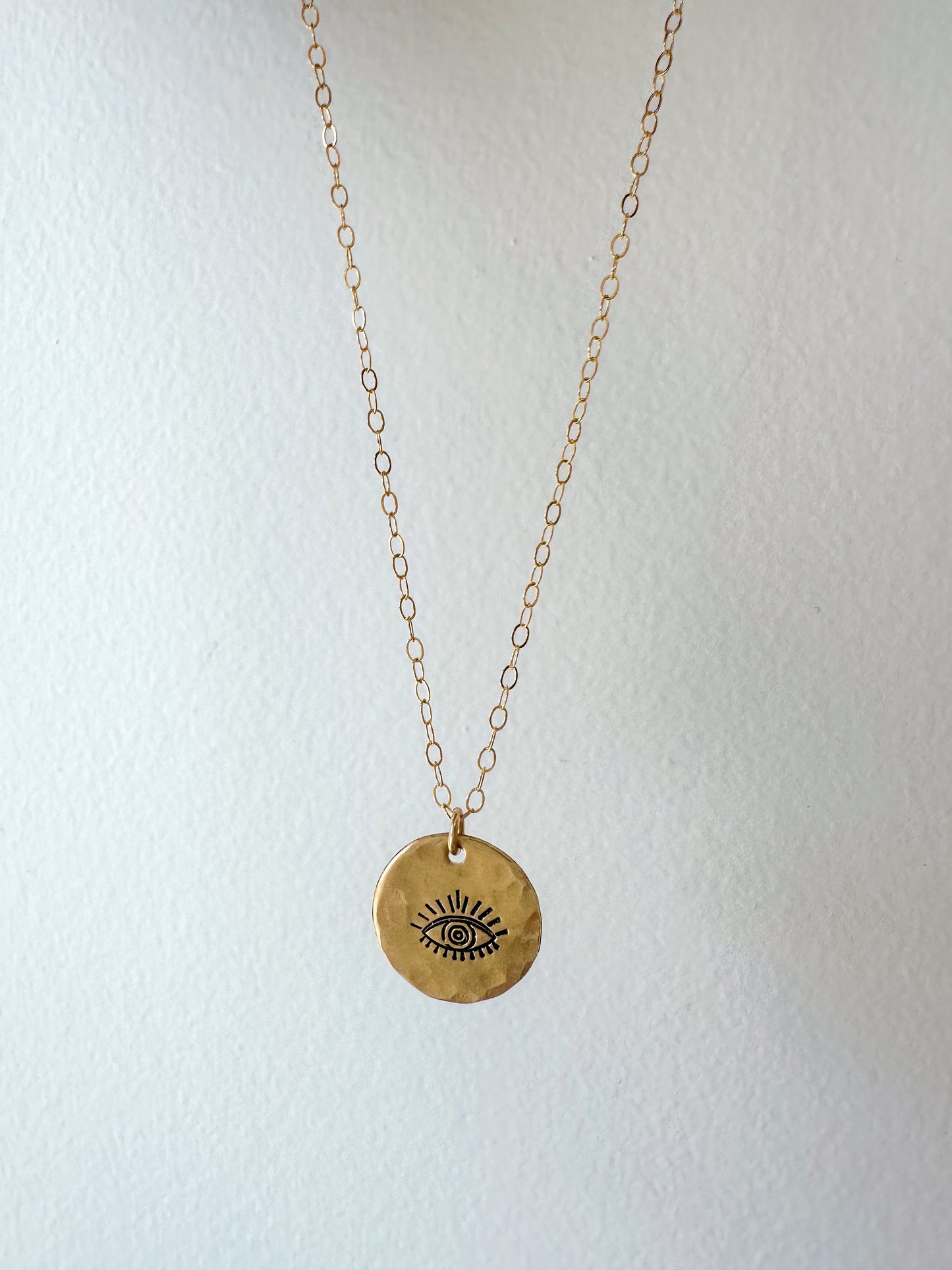 Evil Eye Hammered Coin Necklace