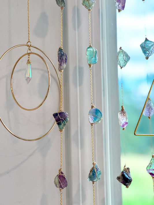 Wire Wrapped String of Crystals Home Decor