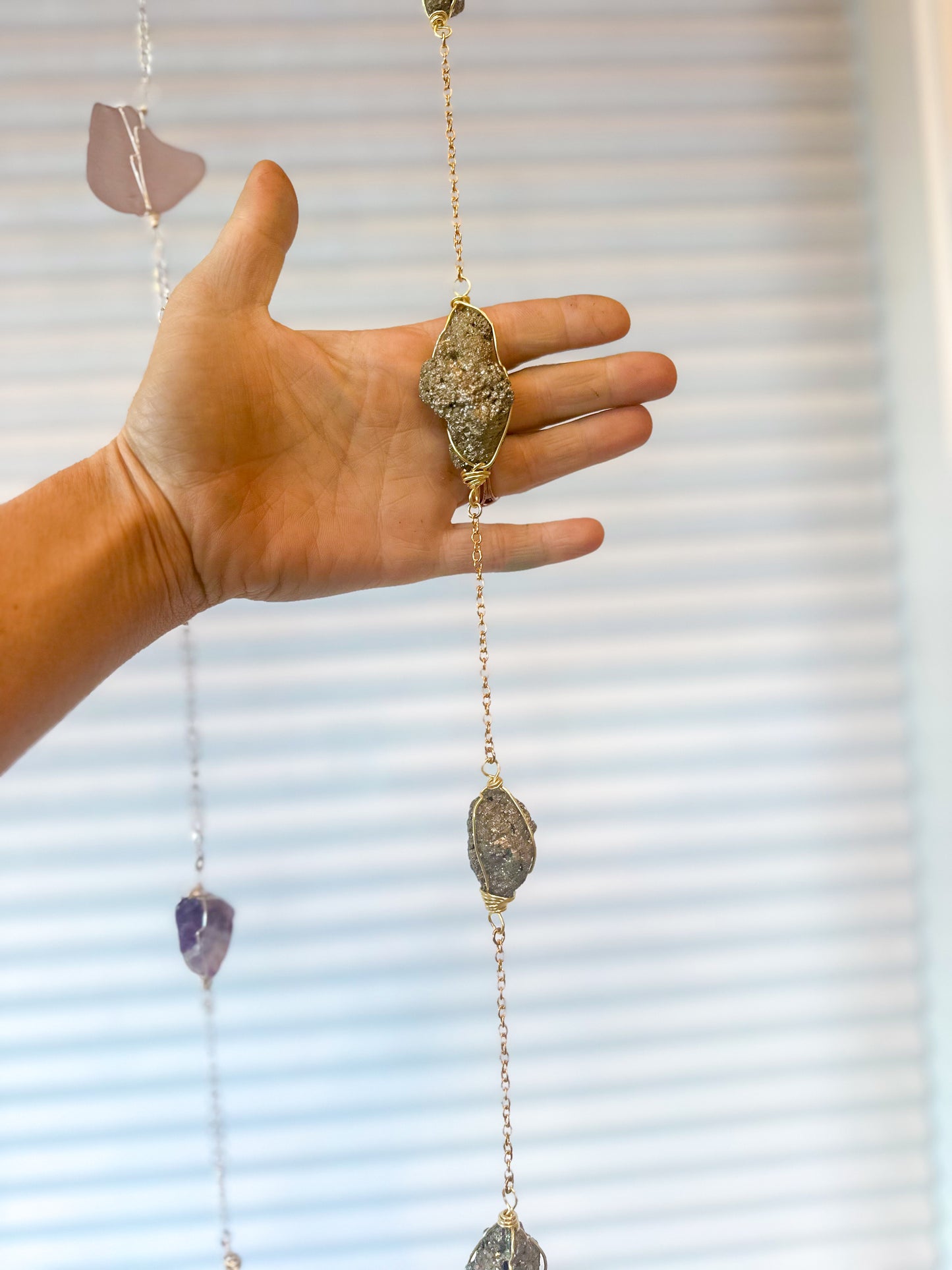 Wire Wrapped String of Crystals Home Decor