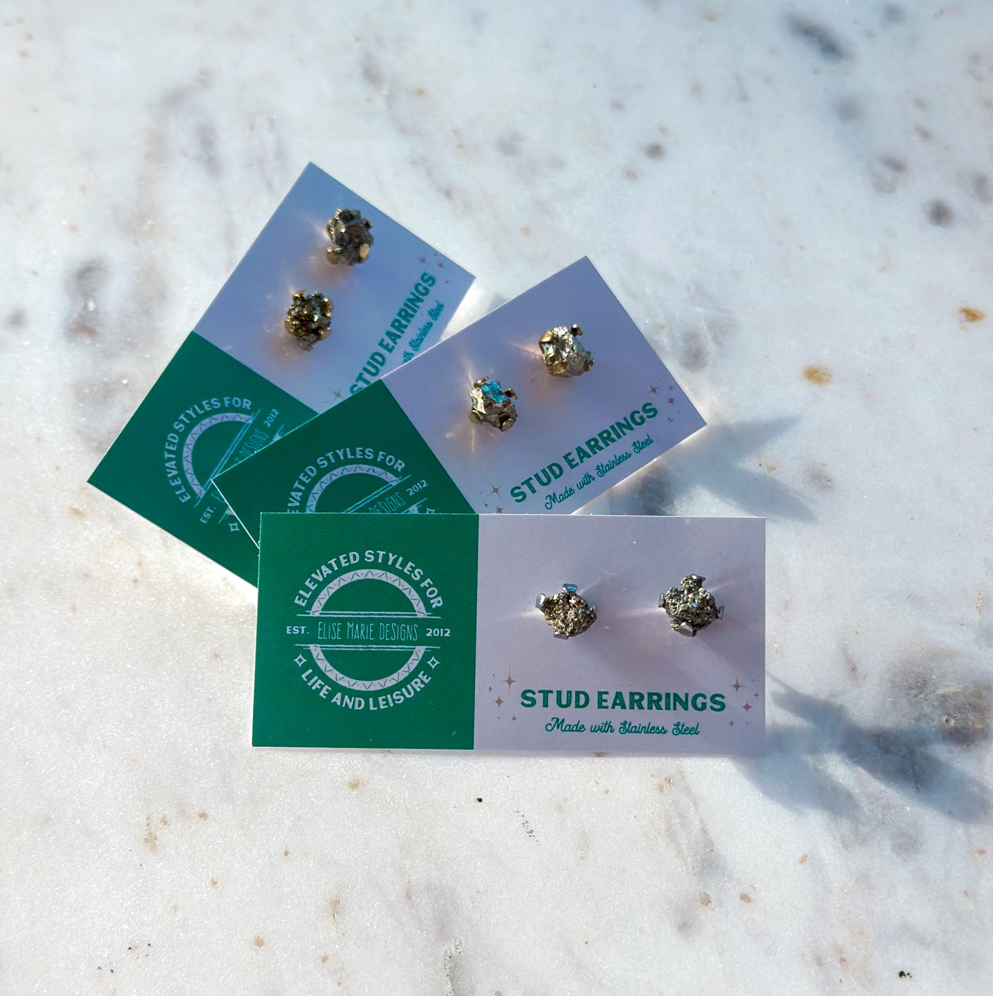 Rough Pyrite Stud Earrings