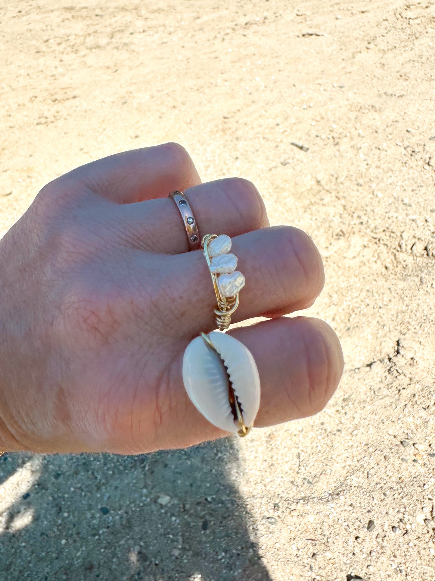 Pooka Shell Wire Wrapped Ring