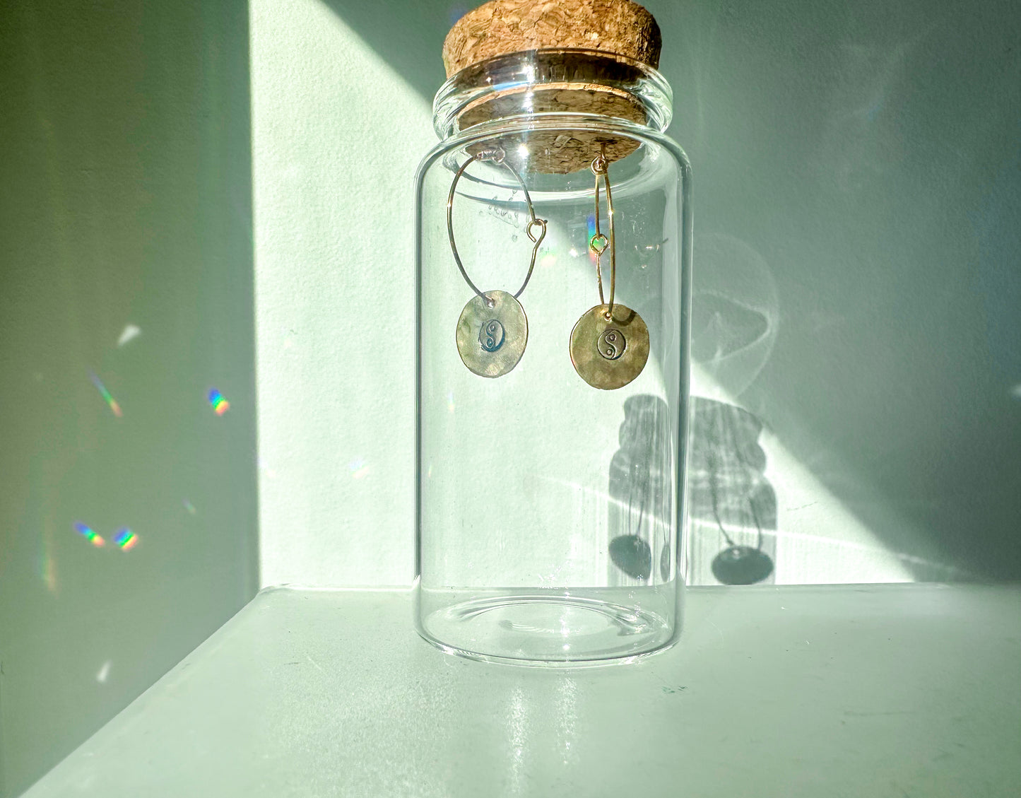 Hand Stamped Pine Tree Hoop Earring
