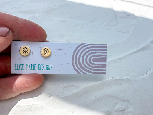 Pine Tree Hand Hammered Studs