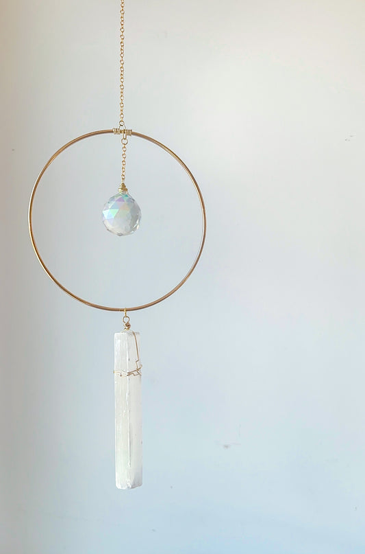 Large Selenite + Sun Catcher Hanger