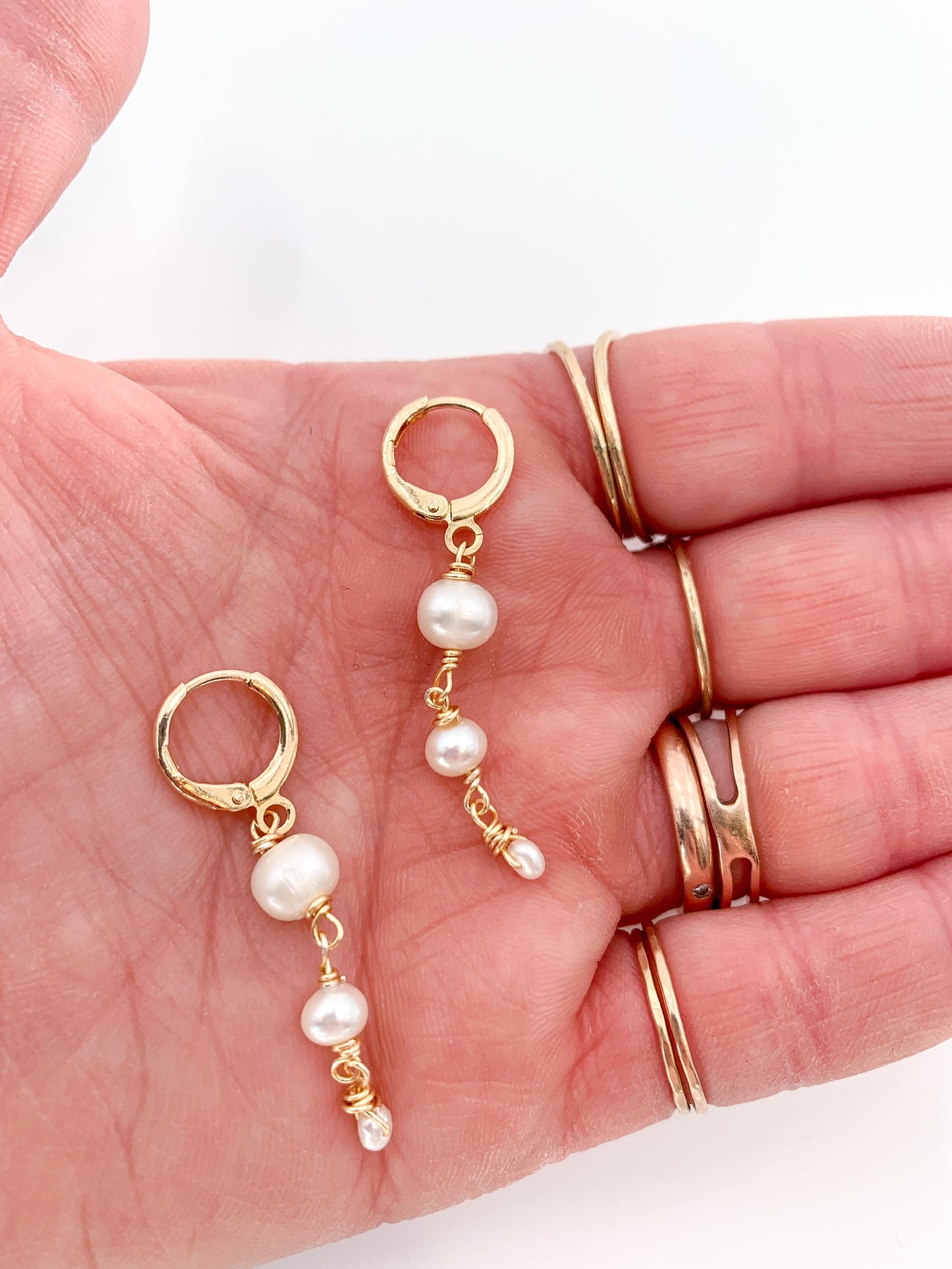 Huggie Pearl Dangle Earring