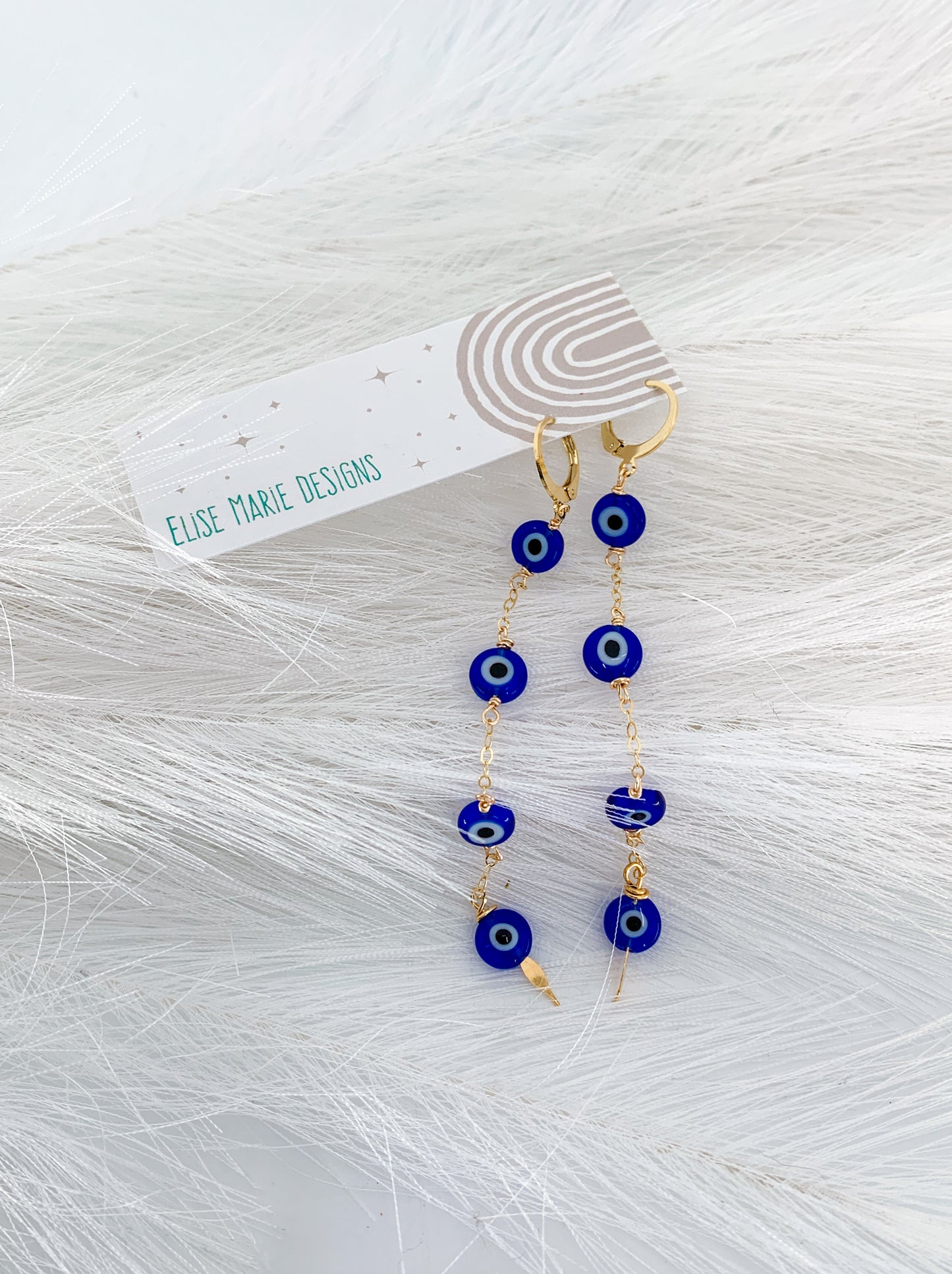 Long Evil Eye Huggie Earrings