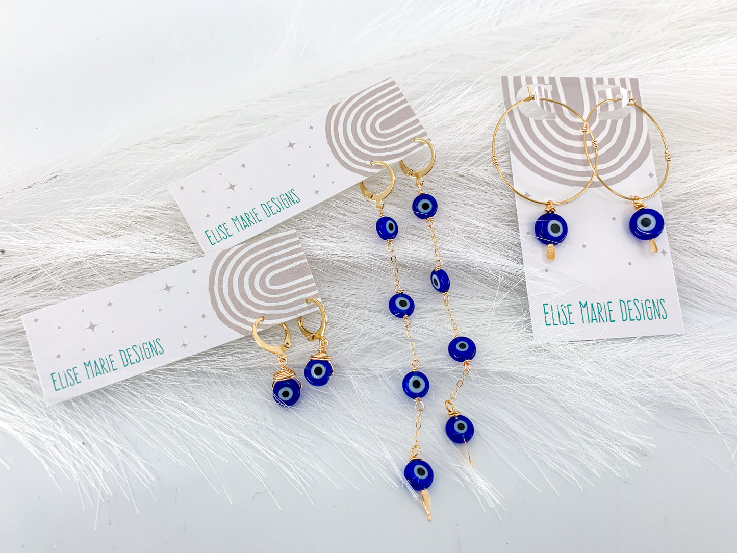 Long Evil Eye Huggie Earrings