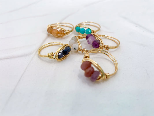 Gold Plated Triple Stone Birthstone Ring