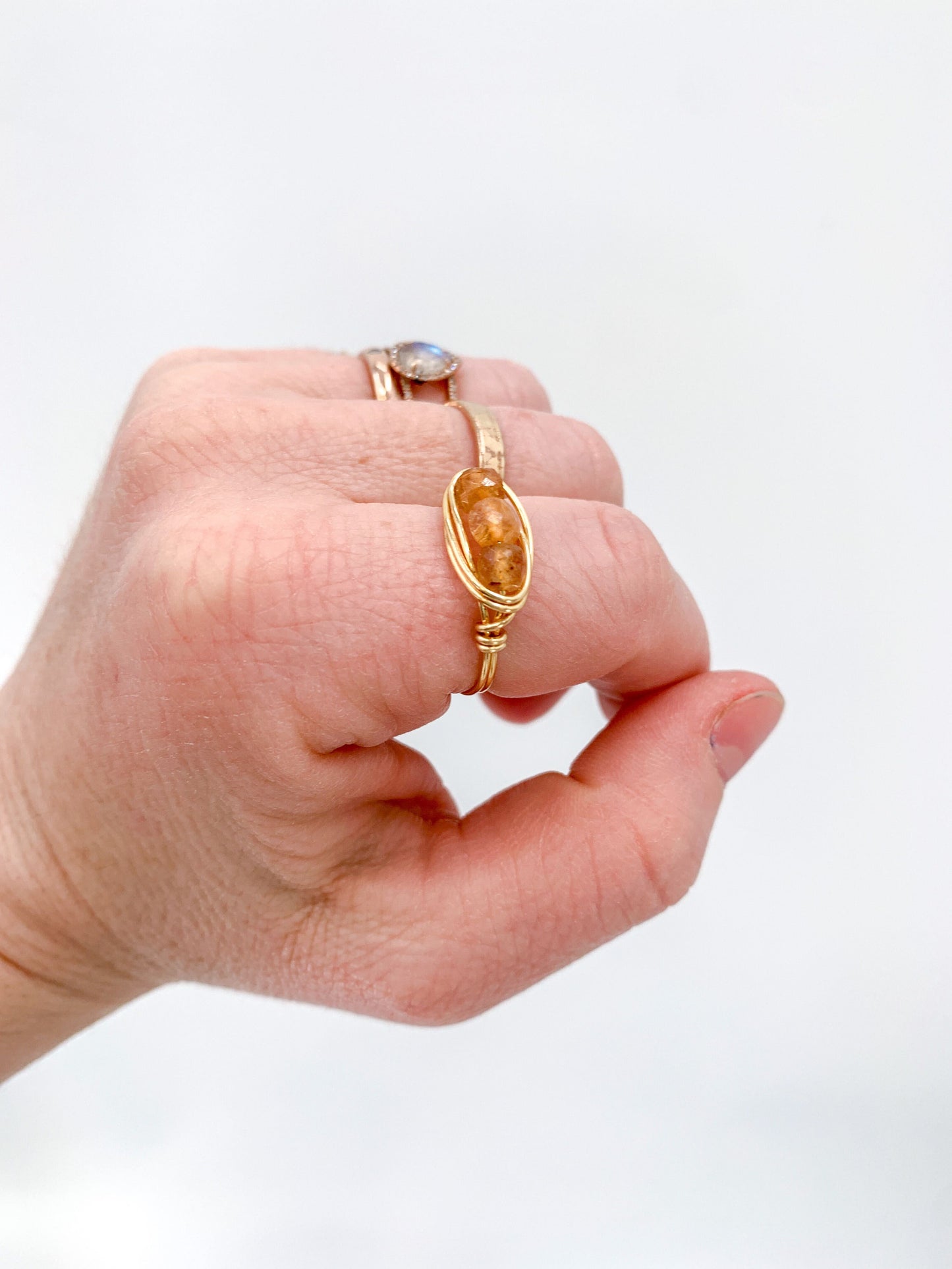 Silver Plated Triple Stone Birthstone Ring