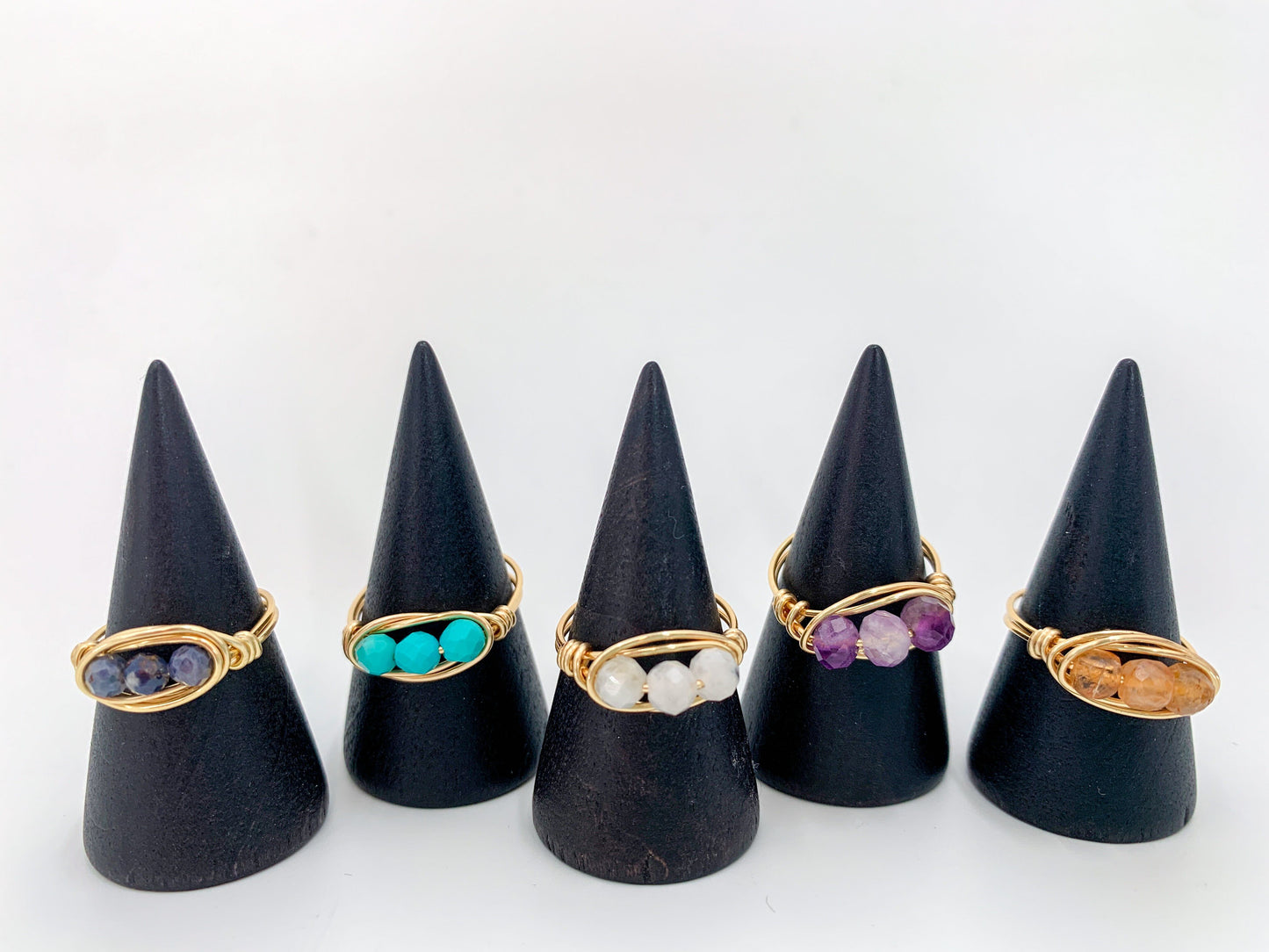 Silver Plated Triple Stone Birthstone Ring