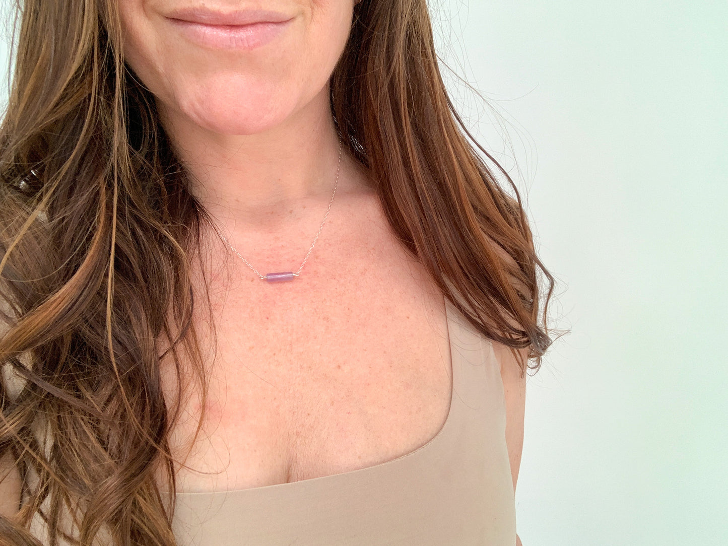 Gemstone Tube Simple Necklace