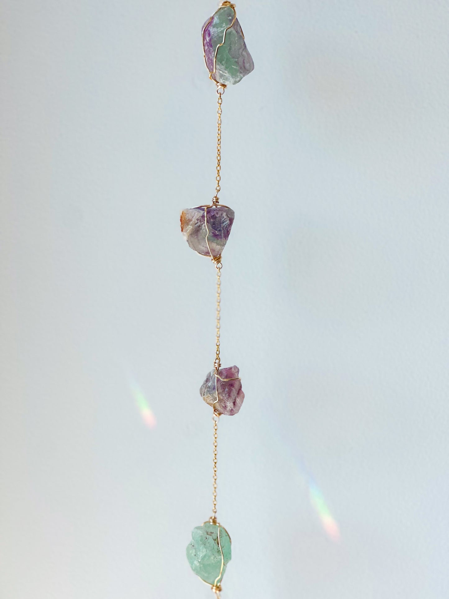 Wire Wrapped String of Crystals Home Decor