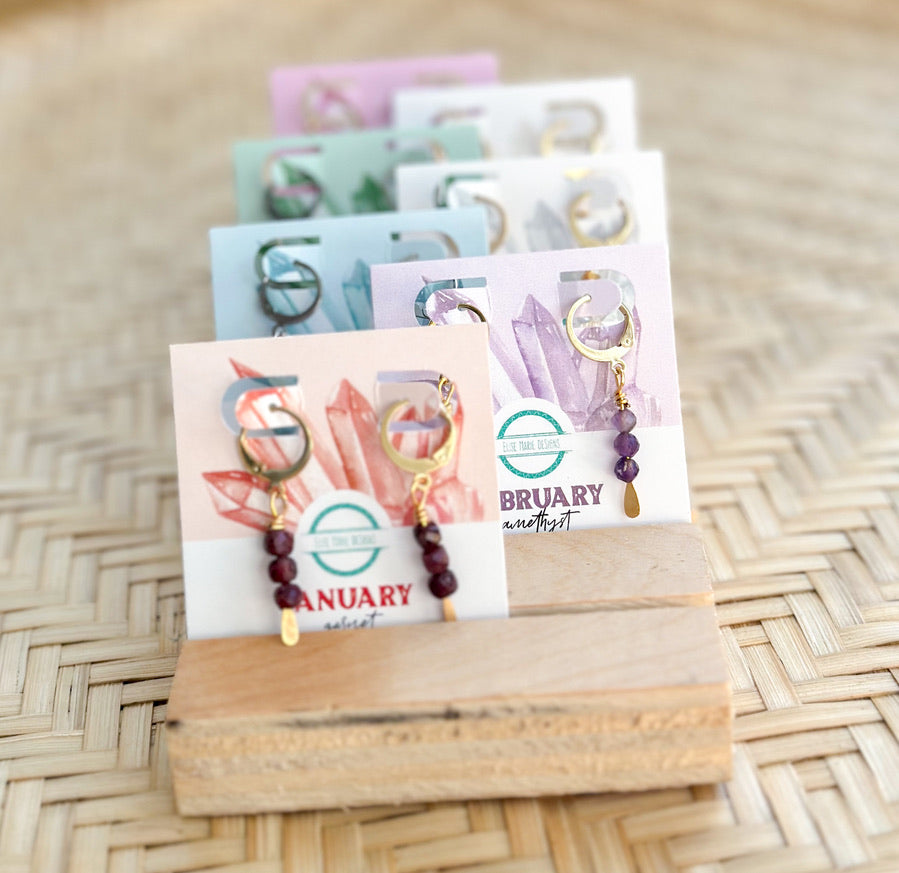 Small Huggie Birthstone Earring