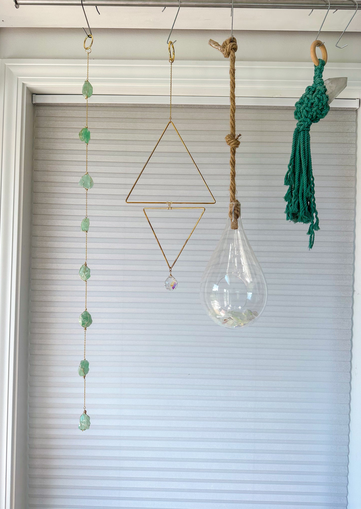 Wire Wrapped String of Crystals Home Decor