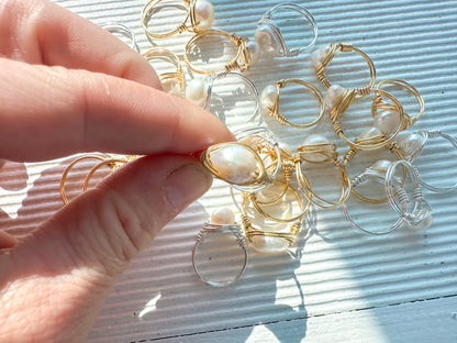 Pearl Wire Wrapped Ring