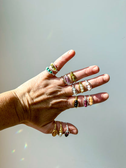 Triple Gemstone Birthstone Ring | Birthday Gift