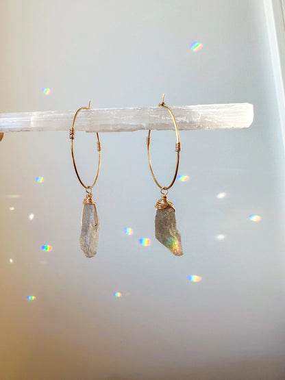 Raw Stone Hoop Earring