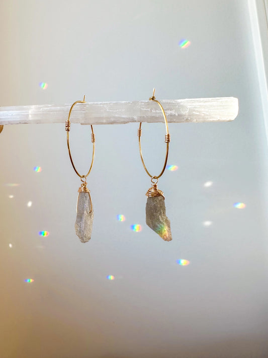 Raw Stone Hoop Earring