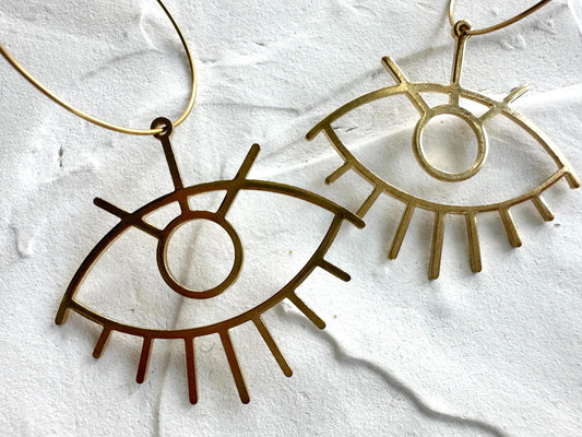 Brass Evil Eye Earrings