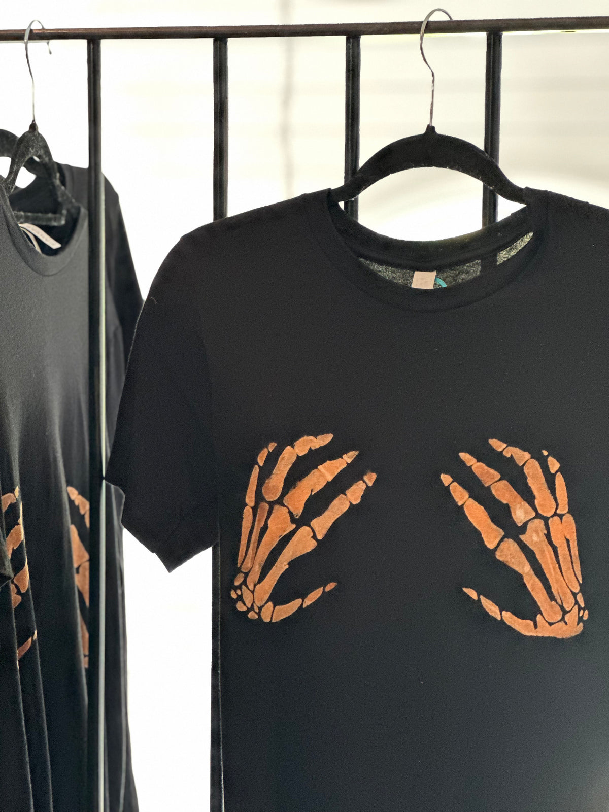 Handsy Skeleton Crop Tee | Hand-Dyed Halloween Shirt