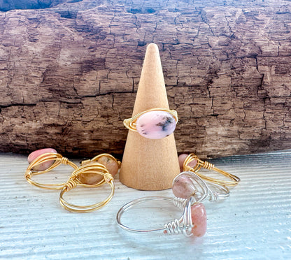 Pink Opal Balancing Wire Ring