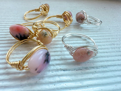 Pink Opal Balancing Wire Ring