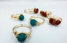 Load image into Gallery viewer, Teal Lava Stone Wire Wrapped Ring