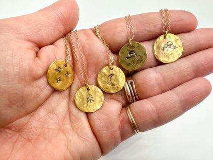 Pine Tree Hammered Coin Necklace