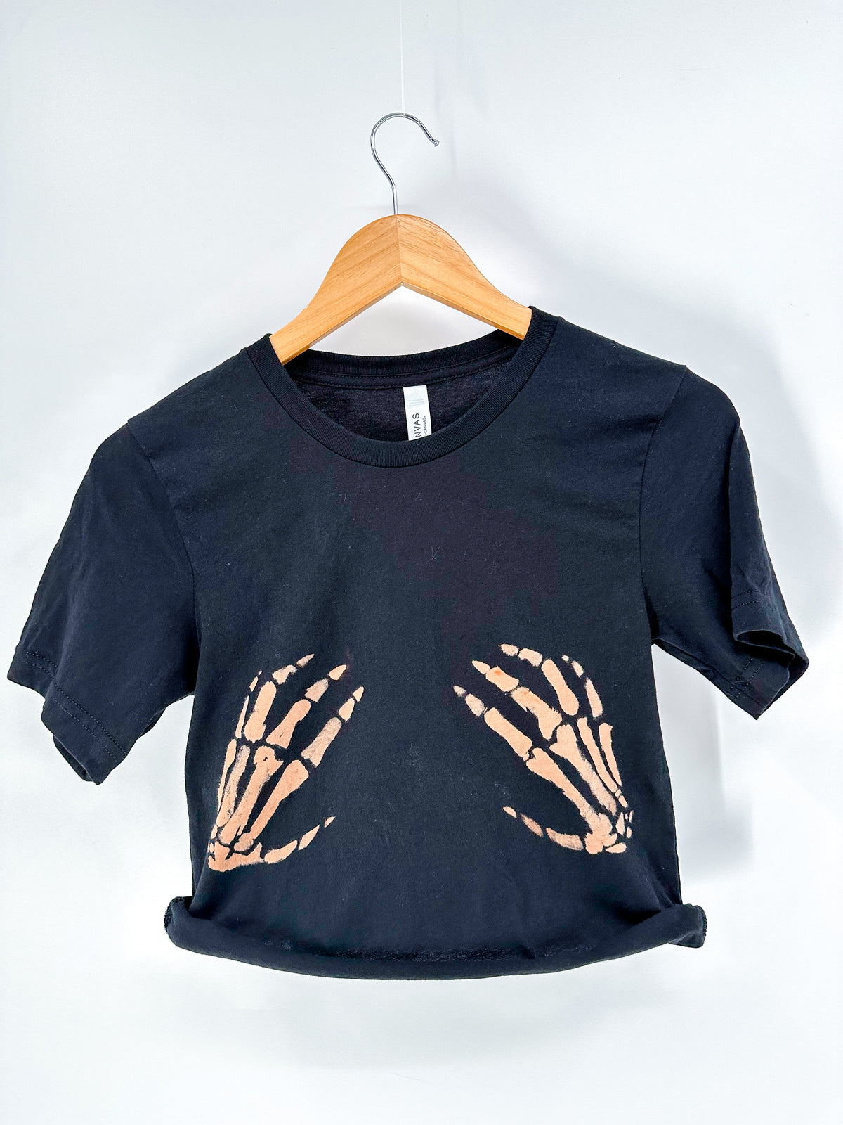 Handsy Skeleton Crop Tee | Hand-Dyed Halloween Shirt