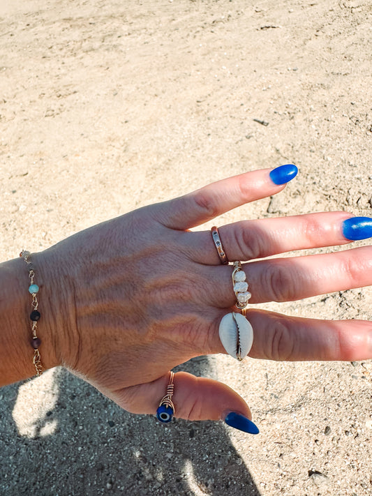 Pooka Shell Wire Wrapped Ring