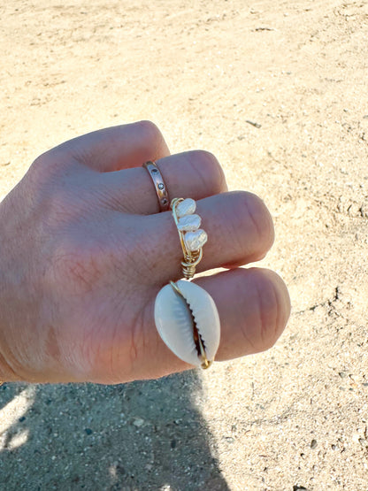 Pooka Shell Wire Wrapped Ring