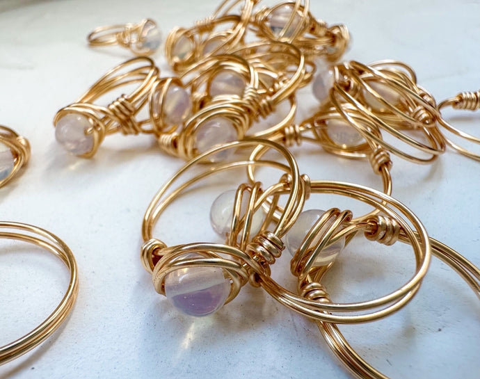 Gold Wire Wrapped Gemstone Rings