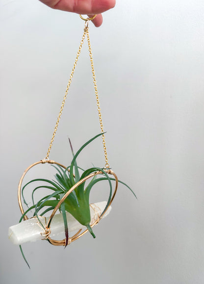 Selenite + Gold Air Plant Hanger