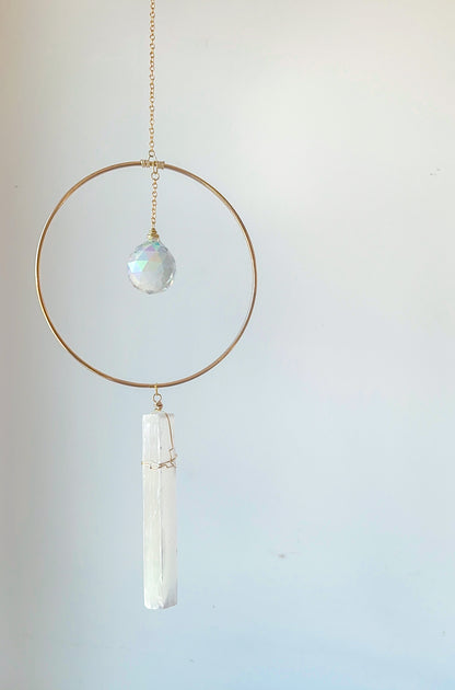 Large Selenite + Sun Catcher Hanger