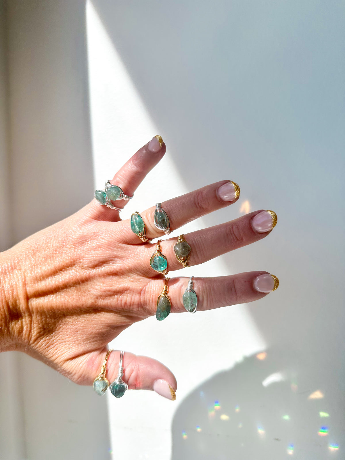 Polished Apatite Nugget Ring