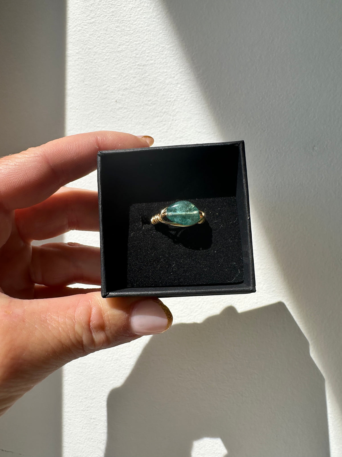 Polished Apatite Nugget Ring