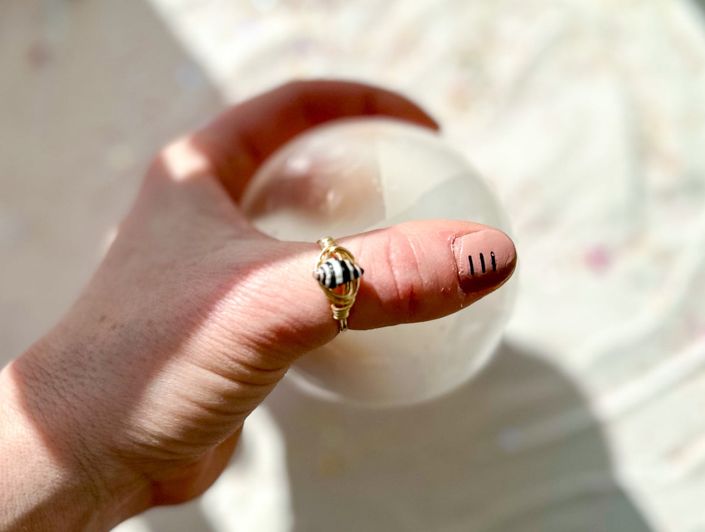 Bumble Bee Shell Wire Wrapped Ring