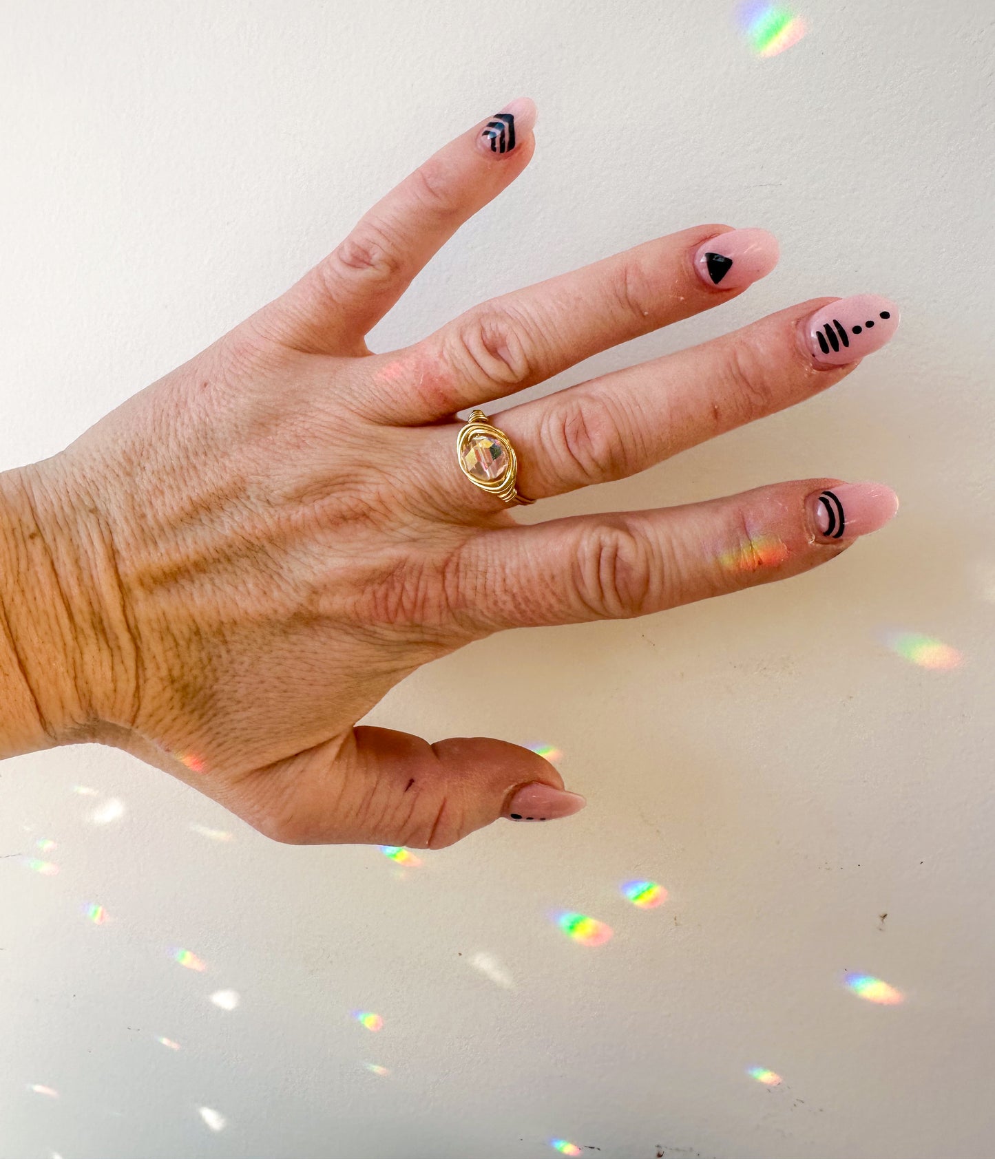 Large Faceted Prism Sun Catcher Ring