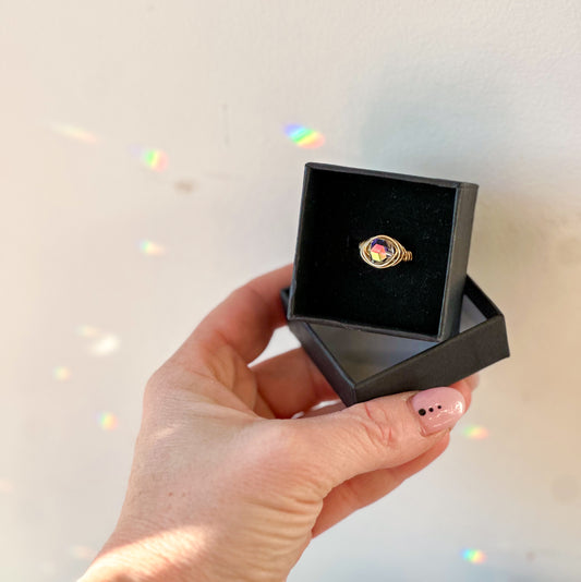 Large Faceted Prism Sun Catcher Ring