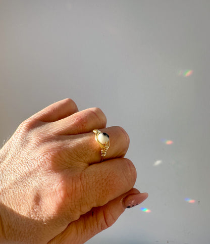 Small Round Wire Wrapped Gemstone Rings