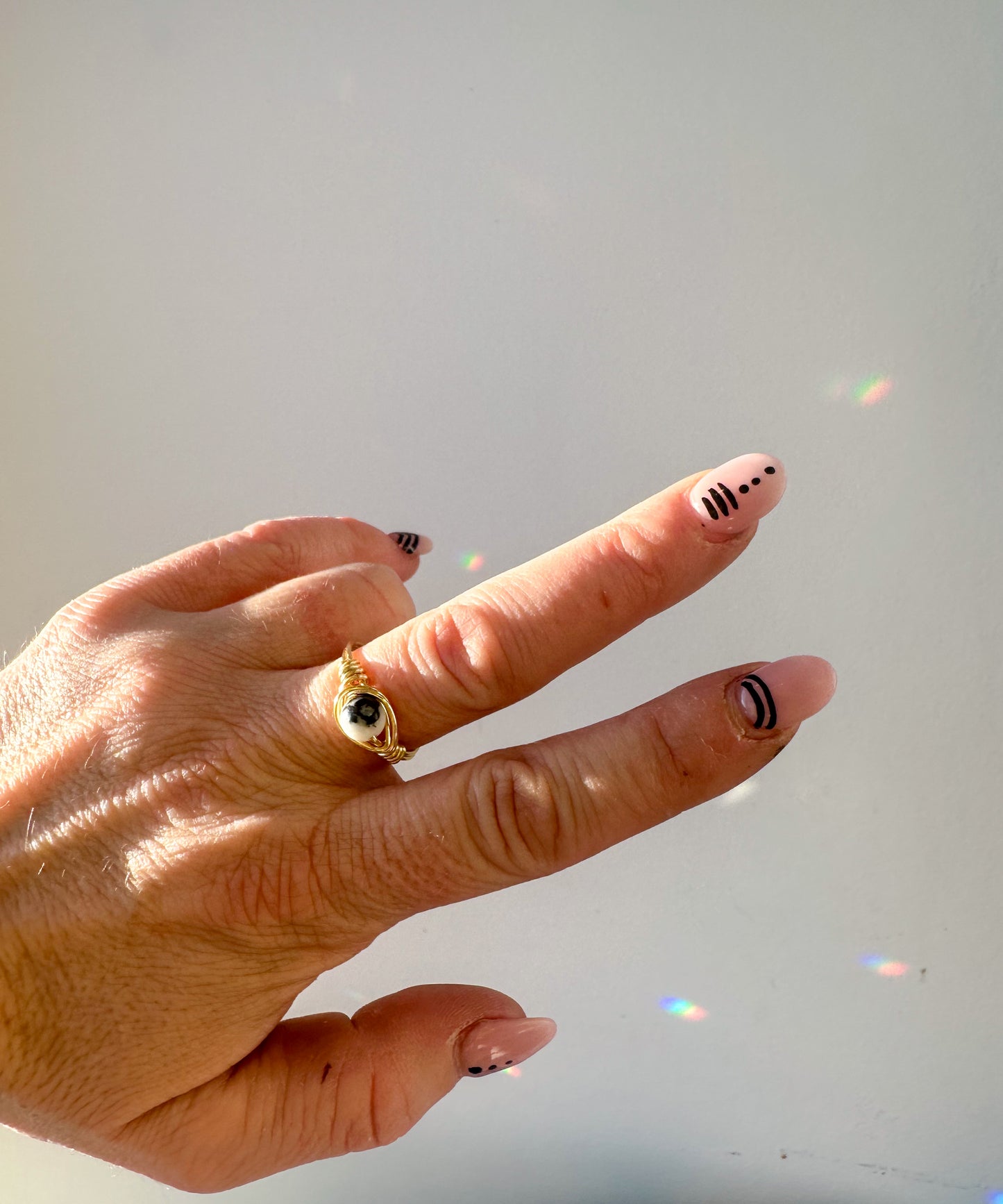 Small Round Wire Wrapped Gemstone Rings