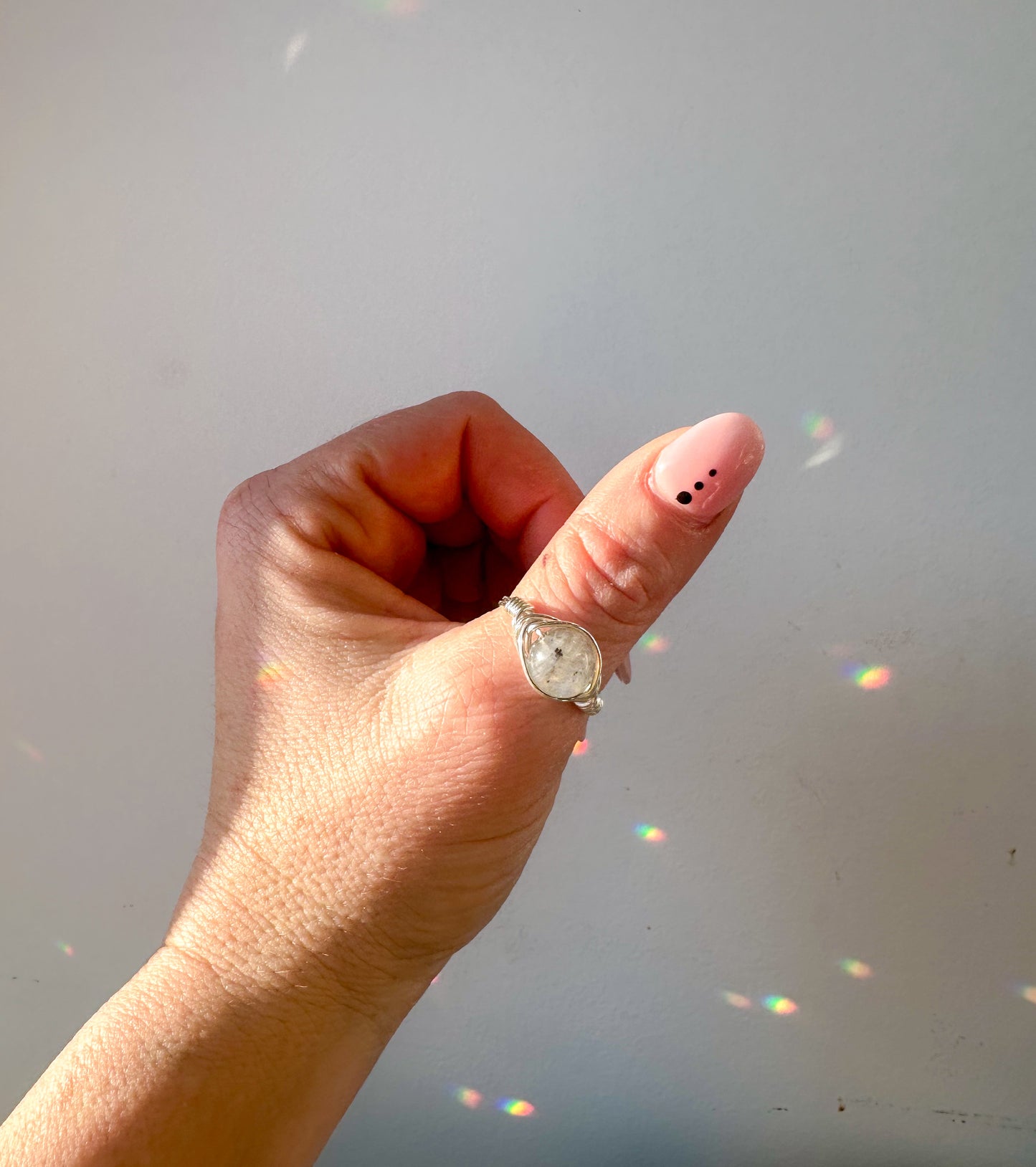 Large Round Gemstone Wire Wrapped Rings