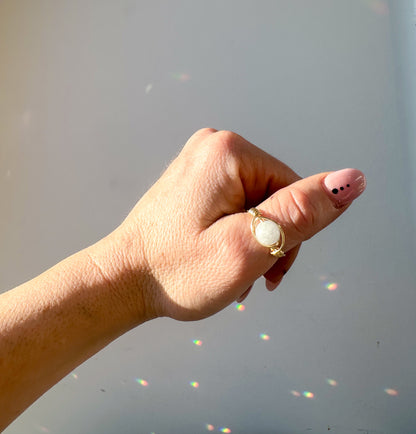 Large Round Gemstone Wire Wrapped Rings