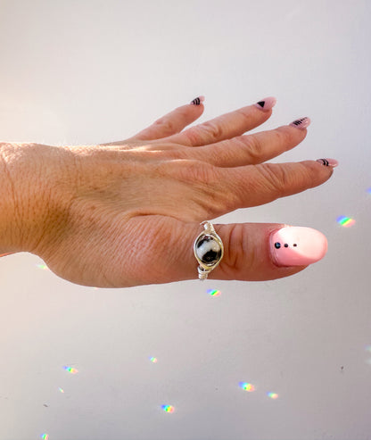 Large Round Gemstone Wire Wrapped Rings