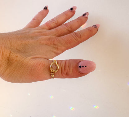 Small Round Wire Wrapped Gemstone Rings