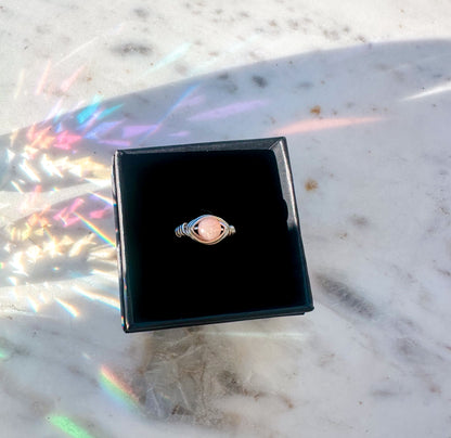 Small Round Wire Wrapped Gemstone Rings