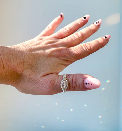 Small Round Wire Wrapped Gemstone Rings