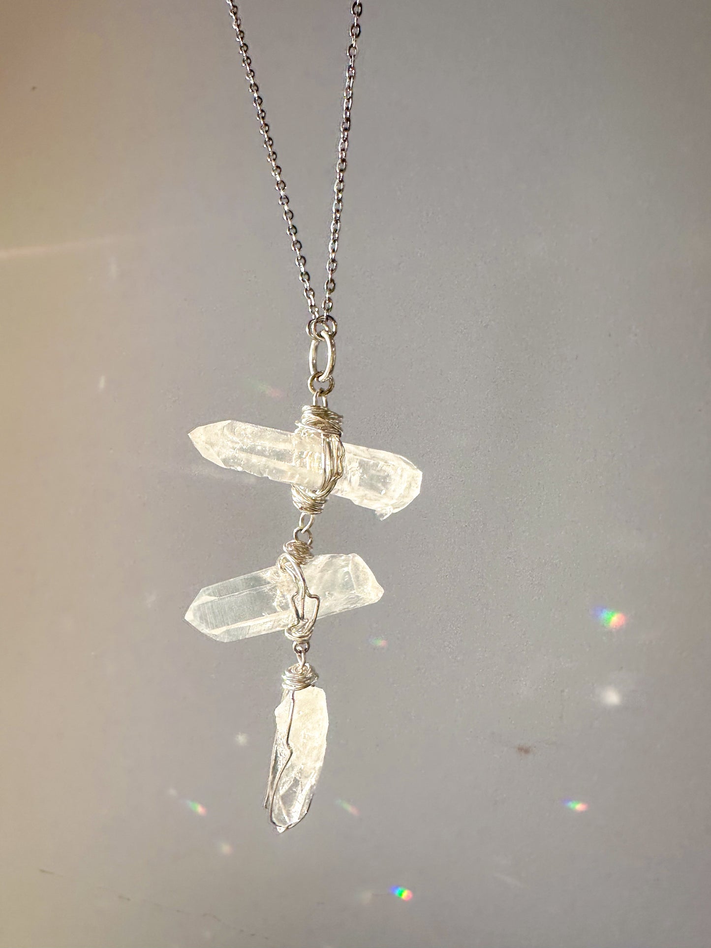 Quartz Glow Pendant Necklace | Long Layering  Statement Necklace